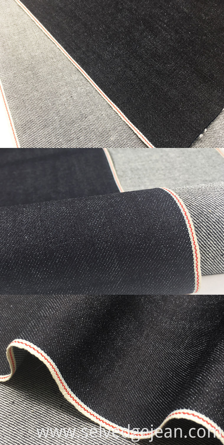 black color vintage selvedge denim fabric japanese 98% cotton 2% spandex for men jeans